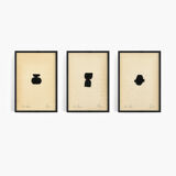 3 original ink drawing on vintage paper, A4