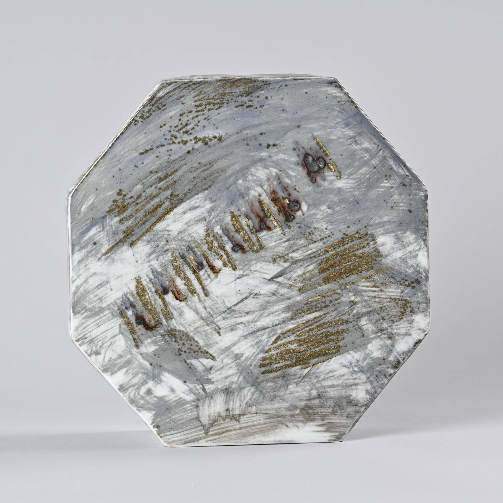 Vase en porcelaine peint, atelier de La Borne, France, vers 1990
