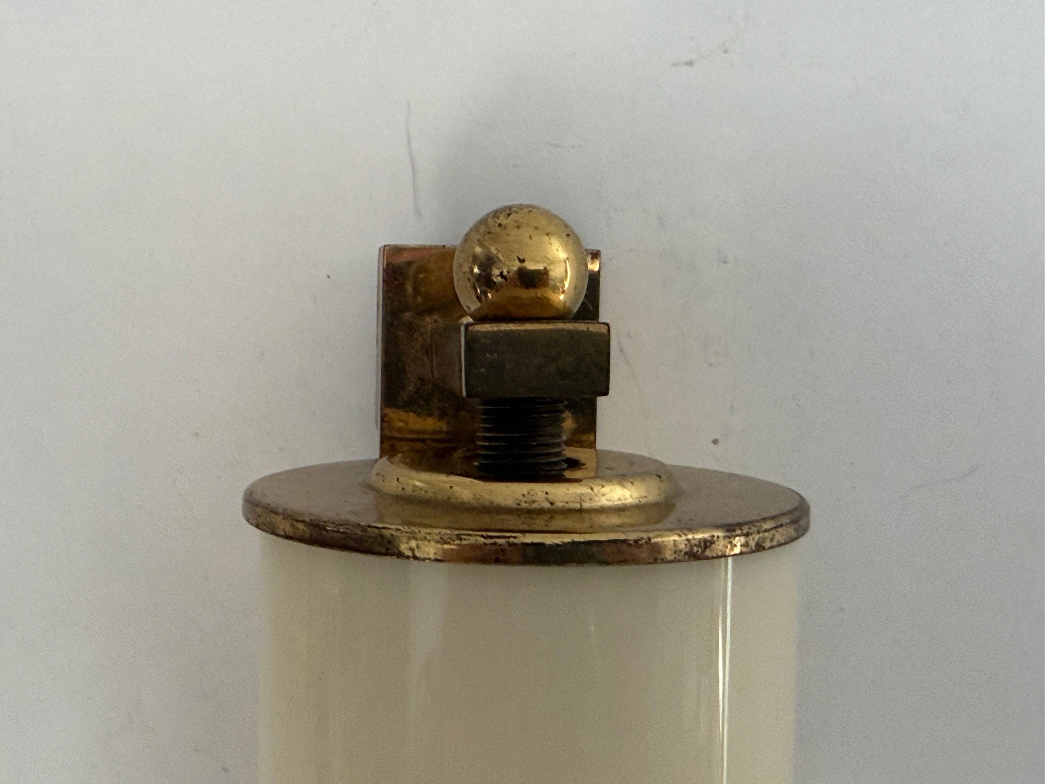 Art Deco wall lights in opaline glass and brass, 1940s, Germany