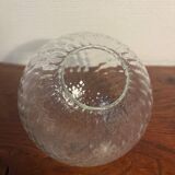 Metal lamp and art deco ribbed glass globe