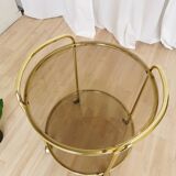 Vintage Smoked Glass Serving Trolley: 1970s Mid-Century Modern Bar Cart