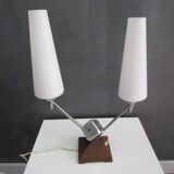Vintage lamp from the 50s/60s in chromed metal and opaline