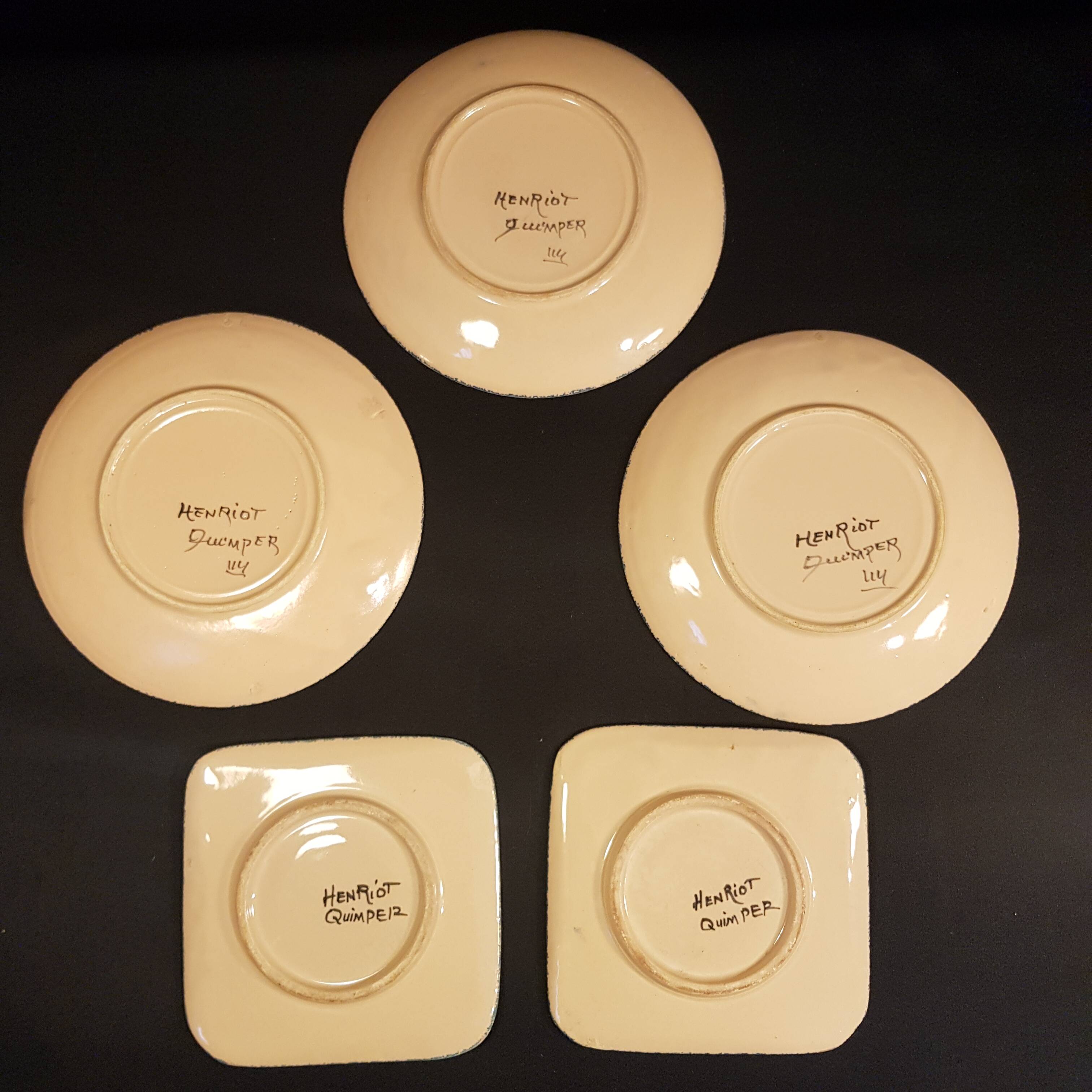 5 Henriot Quimper saucers or plates