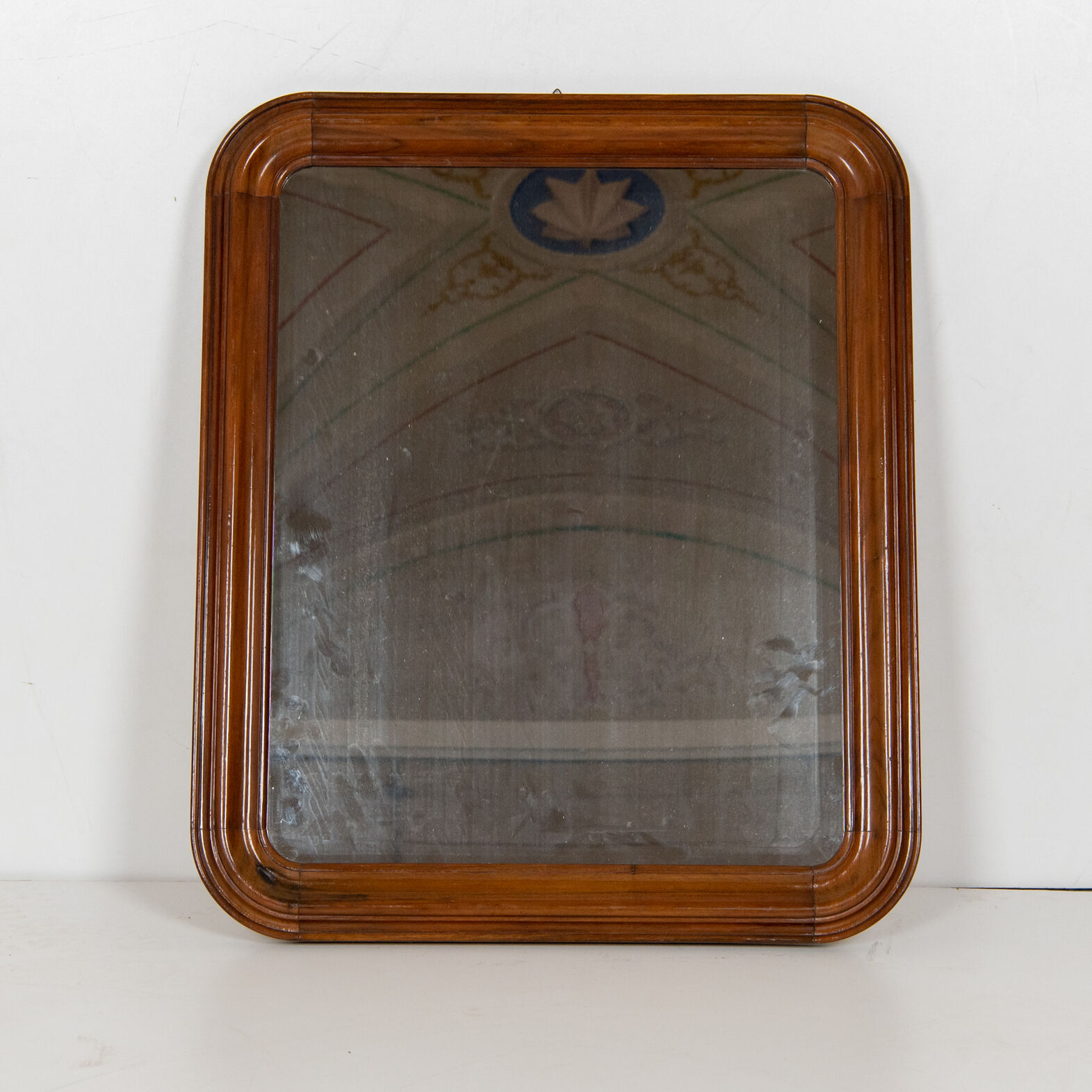 1950s vintage walnut wood mirror