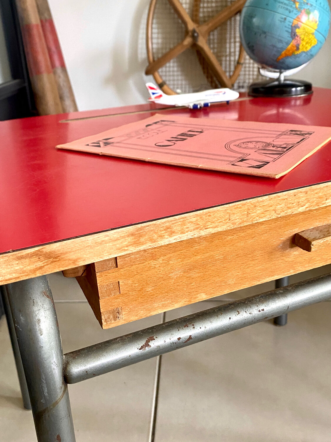Vintage Formica children's desk and chair set