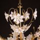 Vintage Murano Glass Chandelier White Flowers, 1970