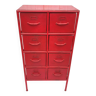 Storage unit with 8 industrial red metal drawers