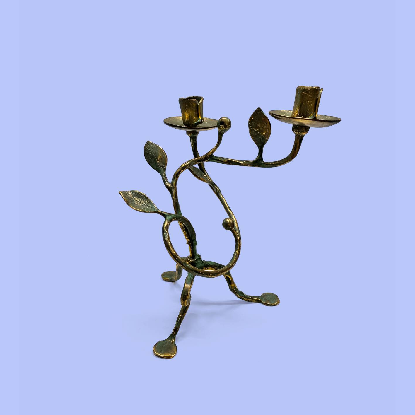 Sculptural bronze candlestick with a patina in the style of Giacometti, 1990.