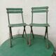 4 old iron and wood garden folding chairs