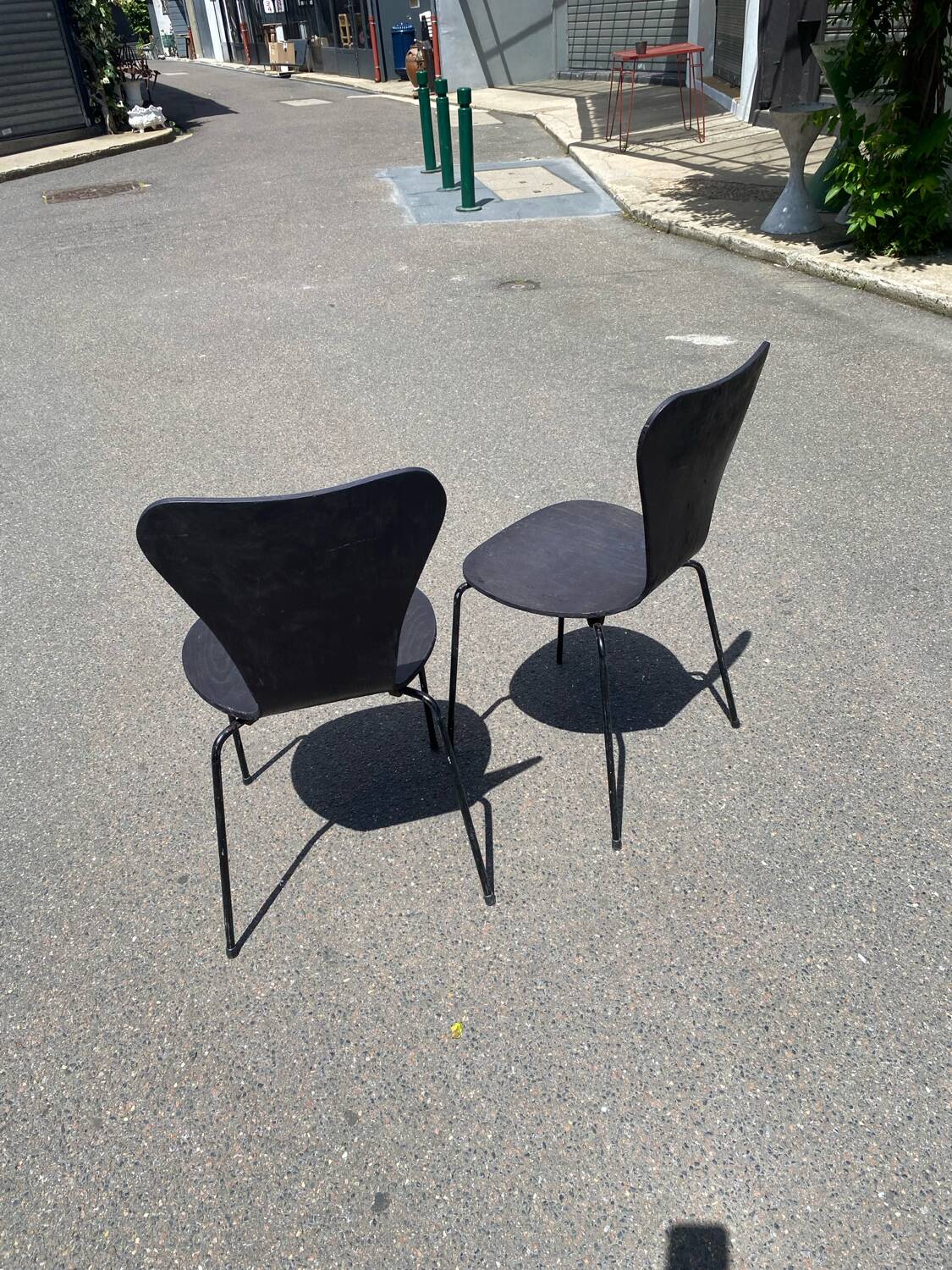 Pairs of wooden chairs