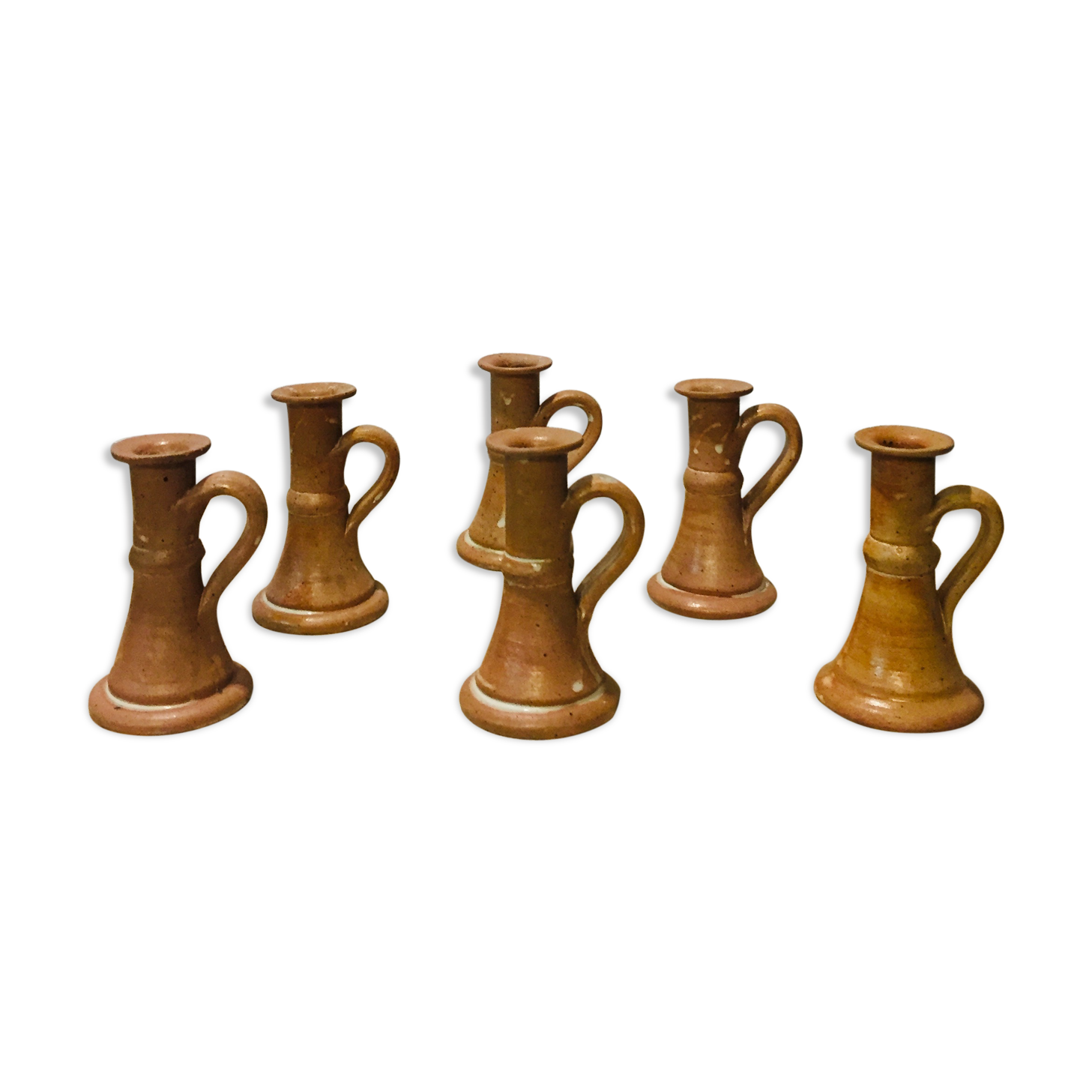 Lot of 6 sandstone wine candlesticks, 70s