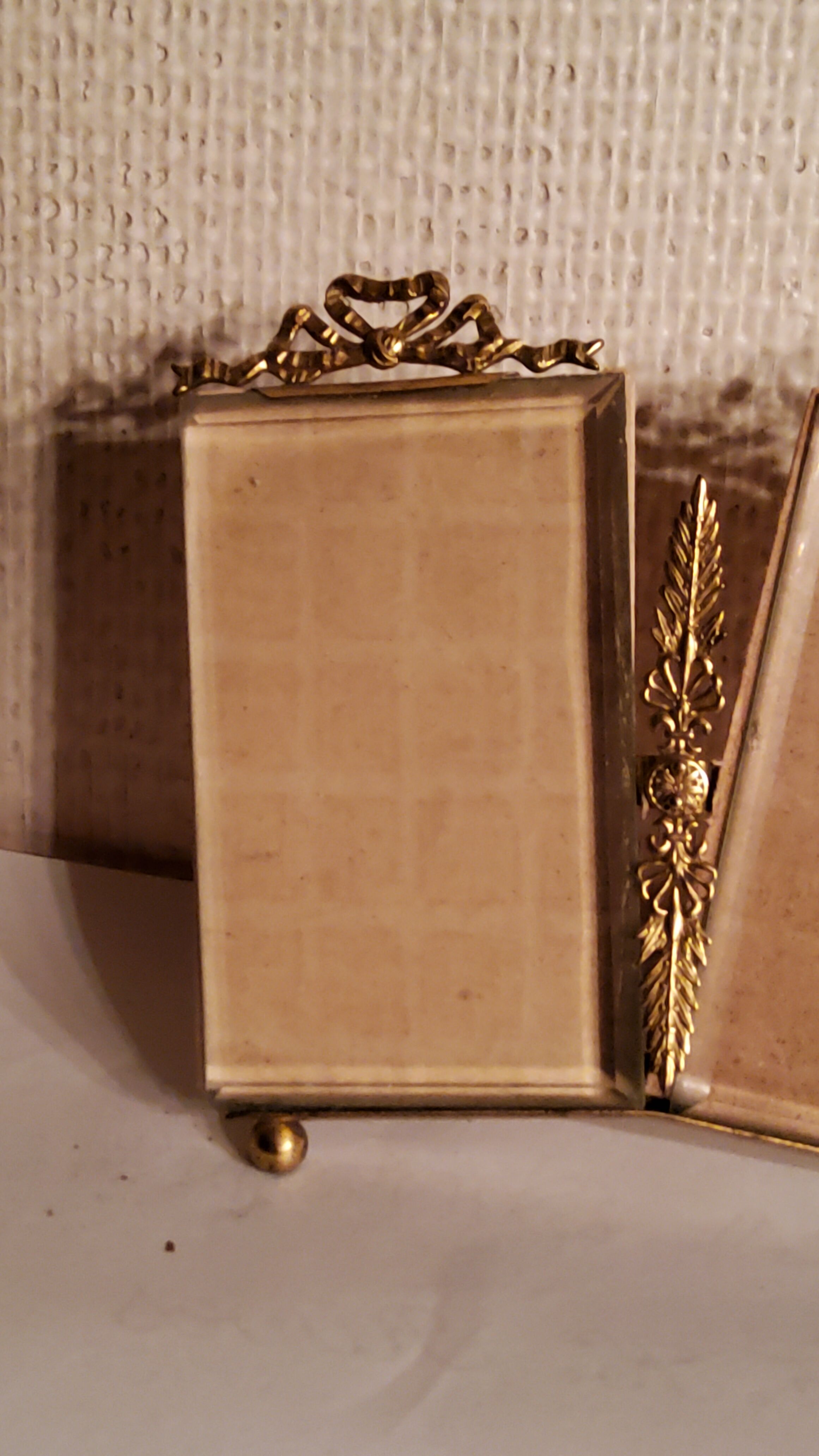 Double cadre photos en laiton et verres biseautés de style Louis XVI des années 1900