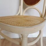 Vintage Thonet Bentwood Dining Chair: Cane Seat, Yellow Fabric Back