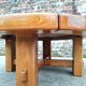 Table basse vintage en orme et céramique