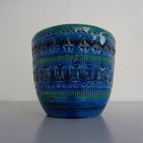 Italian Rimini Blue Ceramic Cachepot by Aldo Londi for Bitossi, 1960s