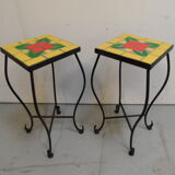 Ensemble vintage de 2 tables d’appoint avec carrelage années 1960