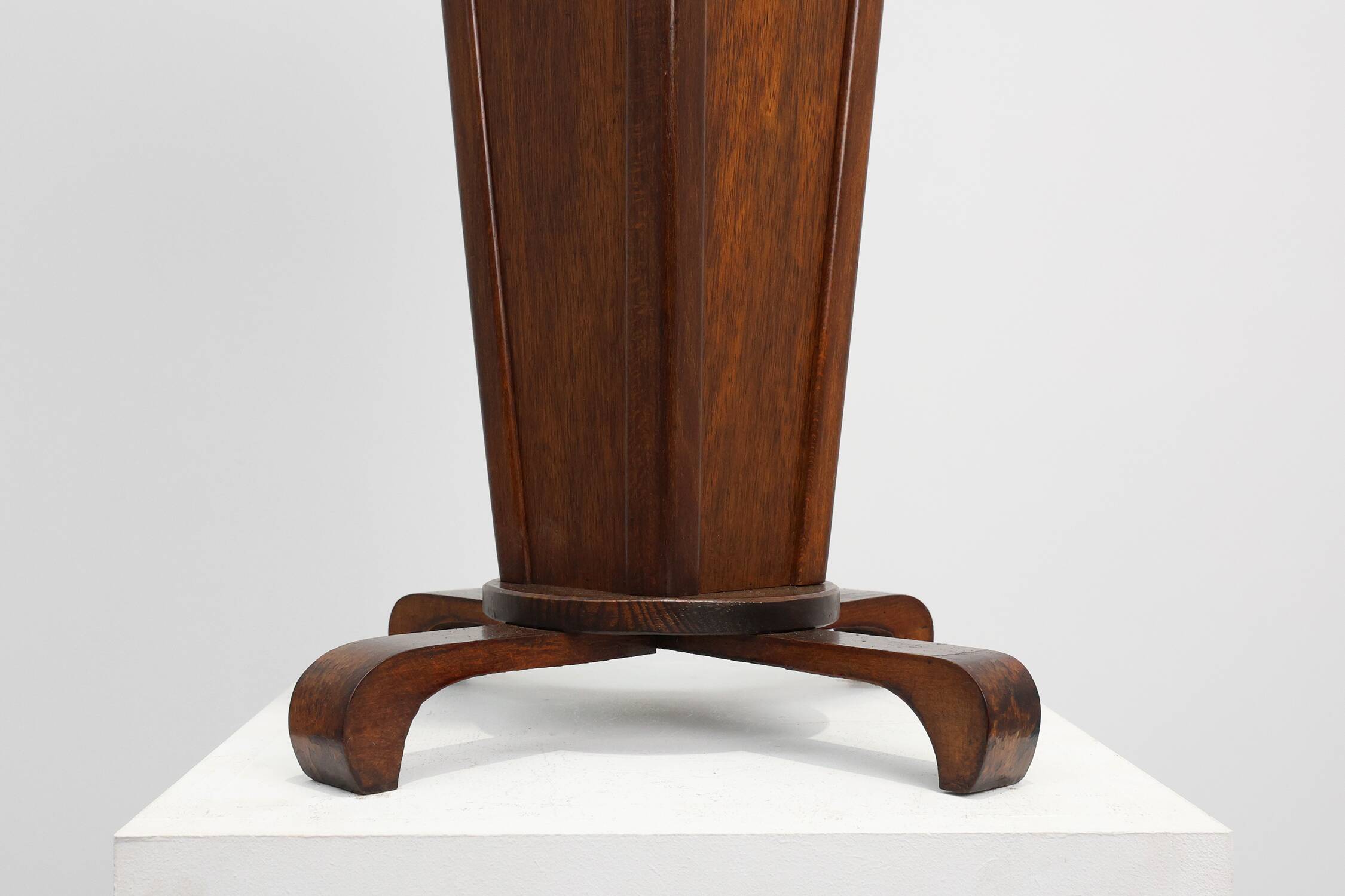 Art Deco round Oak Side Table, France 1930s