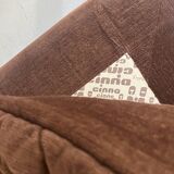 Cinna pouf in brown short velvet, Ligne roset 1970
