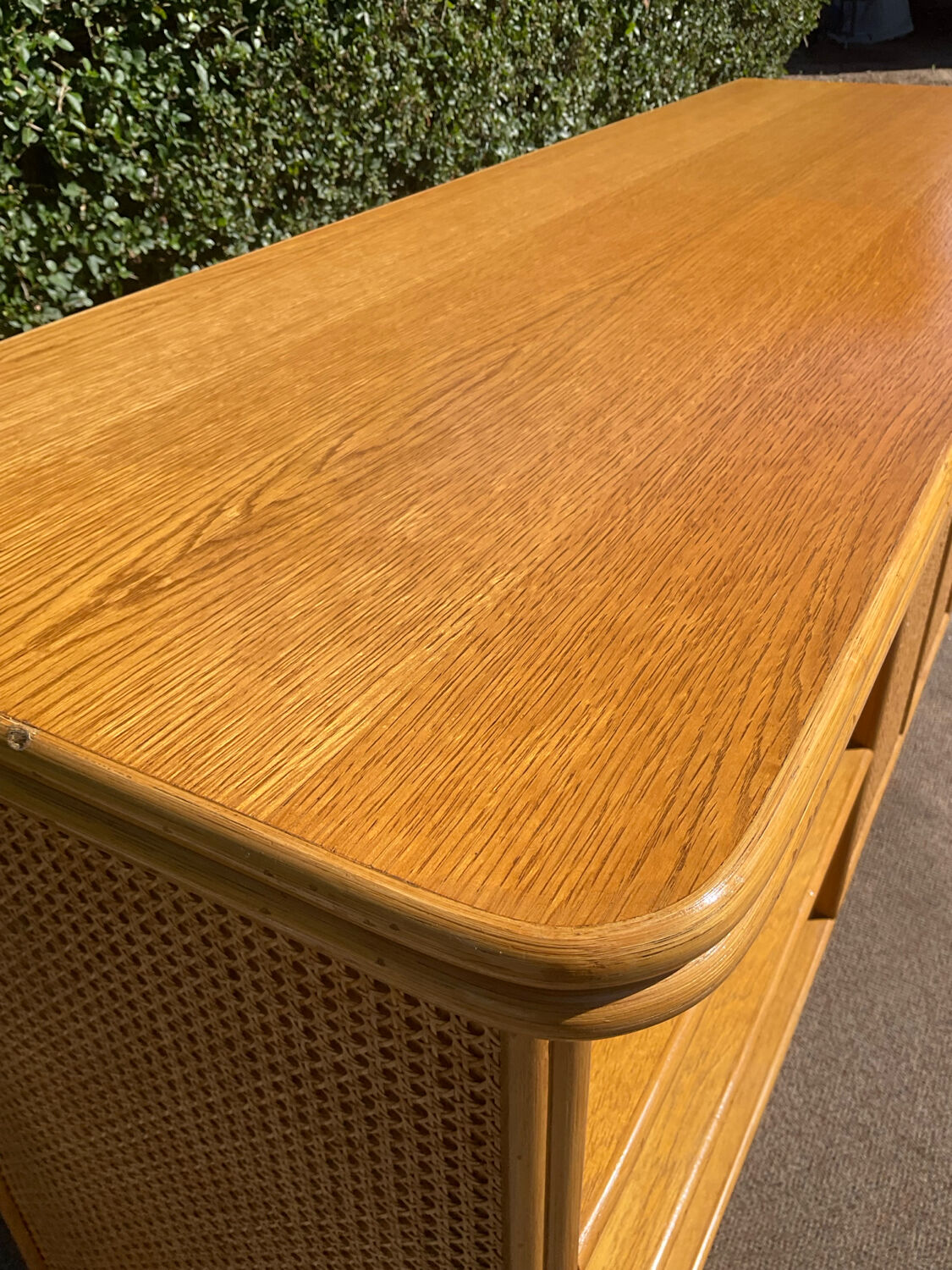 Vintage wooden and cane sideboard from the 70s