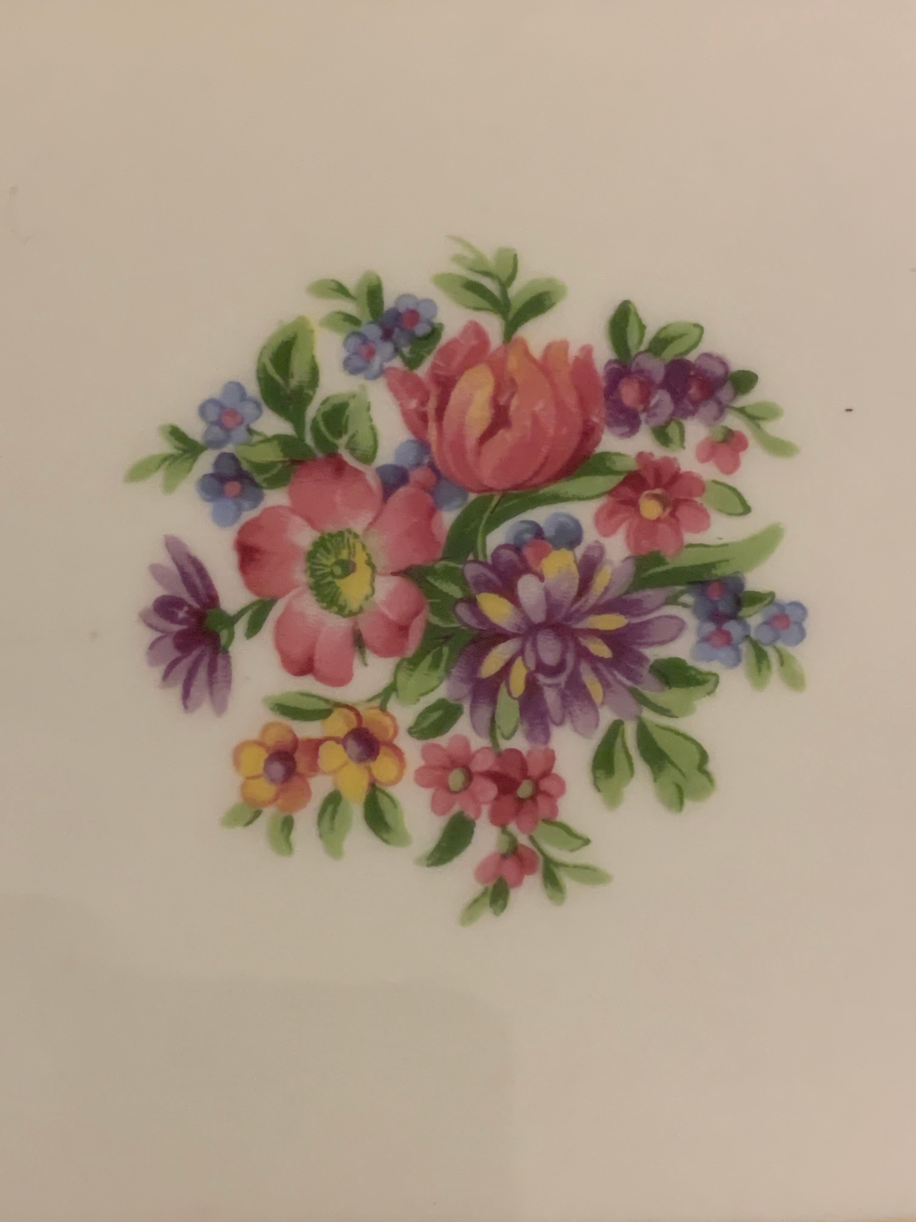 Chocolate cake dish Raynaud Limoges floral decoration