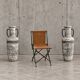 2 x English army folding chairs / canvas fabric / 1950s