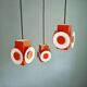 Space Age cascade chandelier in orange and white lacquered metal, RAAK, 1970