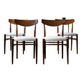 Ensemble de 4 chaises en teck, lübke, allemagne années 1960, vintage, mid-c