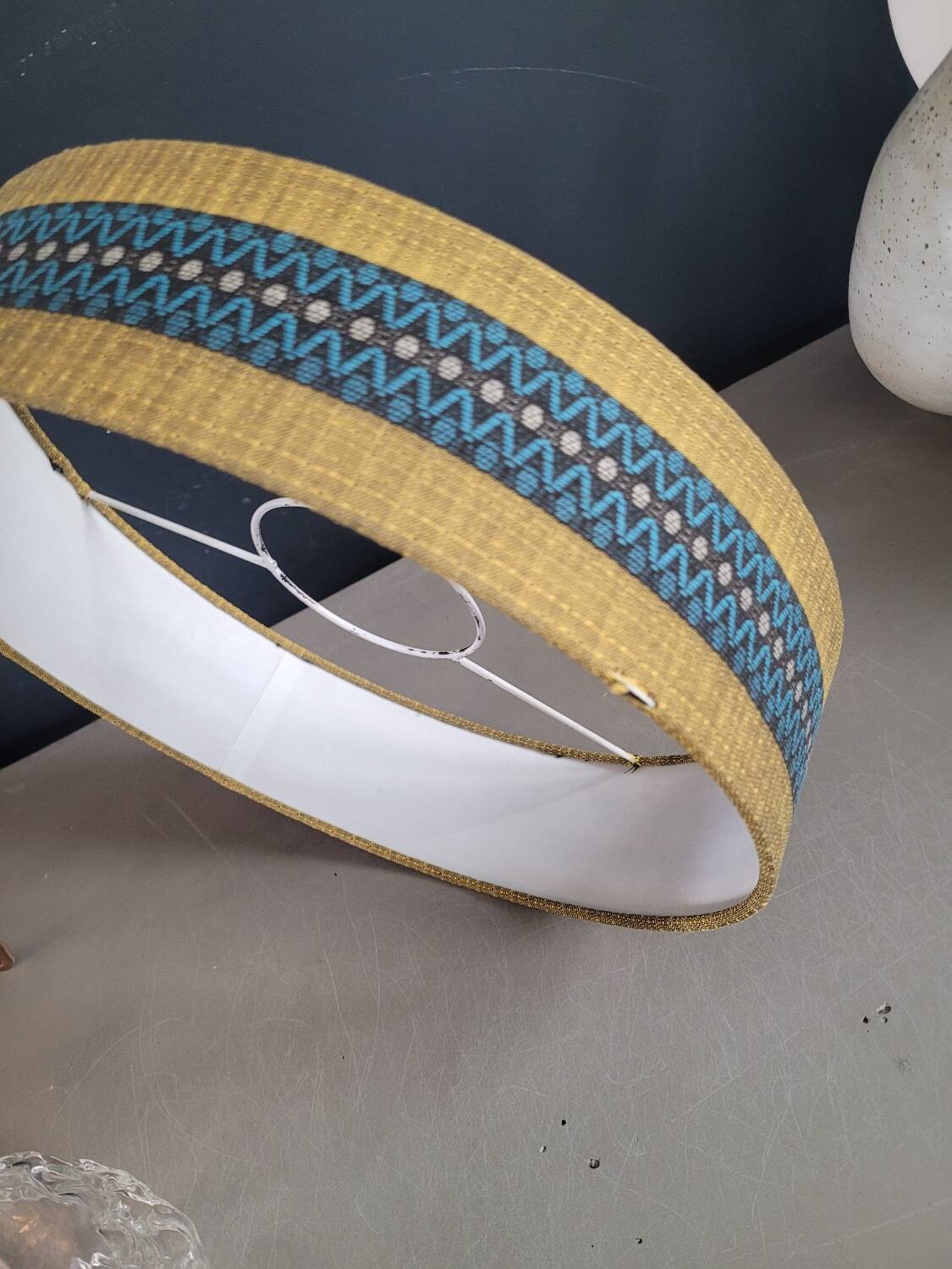 Vintage molded glass globe pendant light and shade