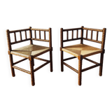 Paire de chaises anciennes bois tourné bobine
