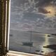 Old painting signed Roger de la Corbières – Seascape in the moonlight
