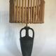 Pied de lampe terre cuite peinte, câble tissu 2 m