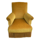 Fauteuil crapaud velours jaune moutarde à franges