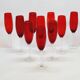 10 ruby red blown glass champagne flutes