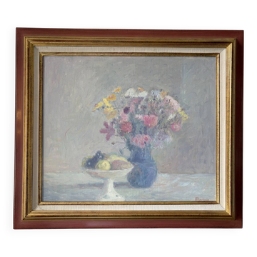 Bouquet d’automne, huile sur toile signée