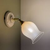 Vintage tulip wall lamp in pink and white glass