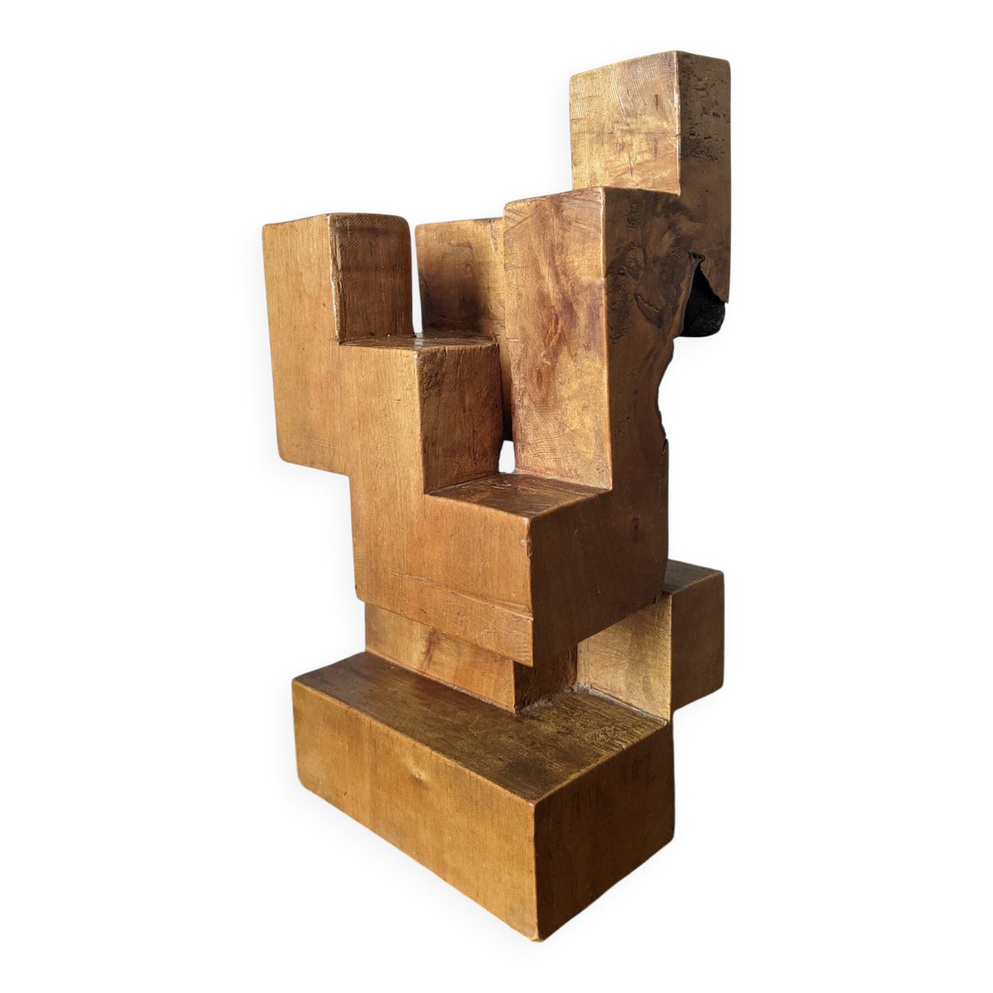 Sculpture artisanale en bois de Cèdre art abstrait