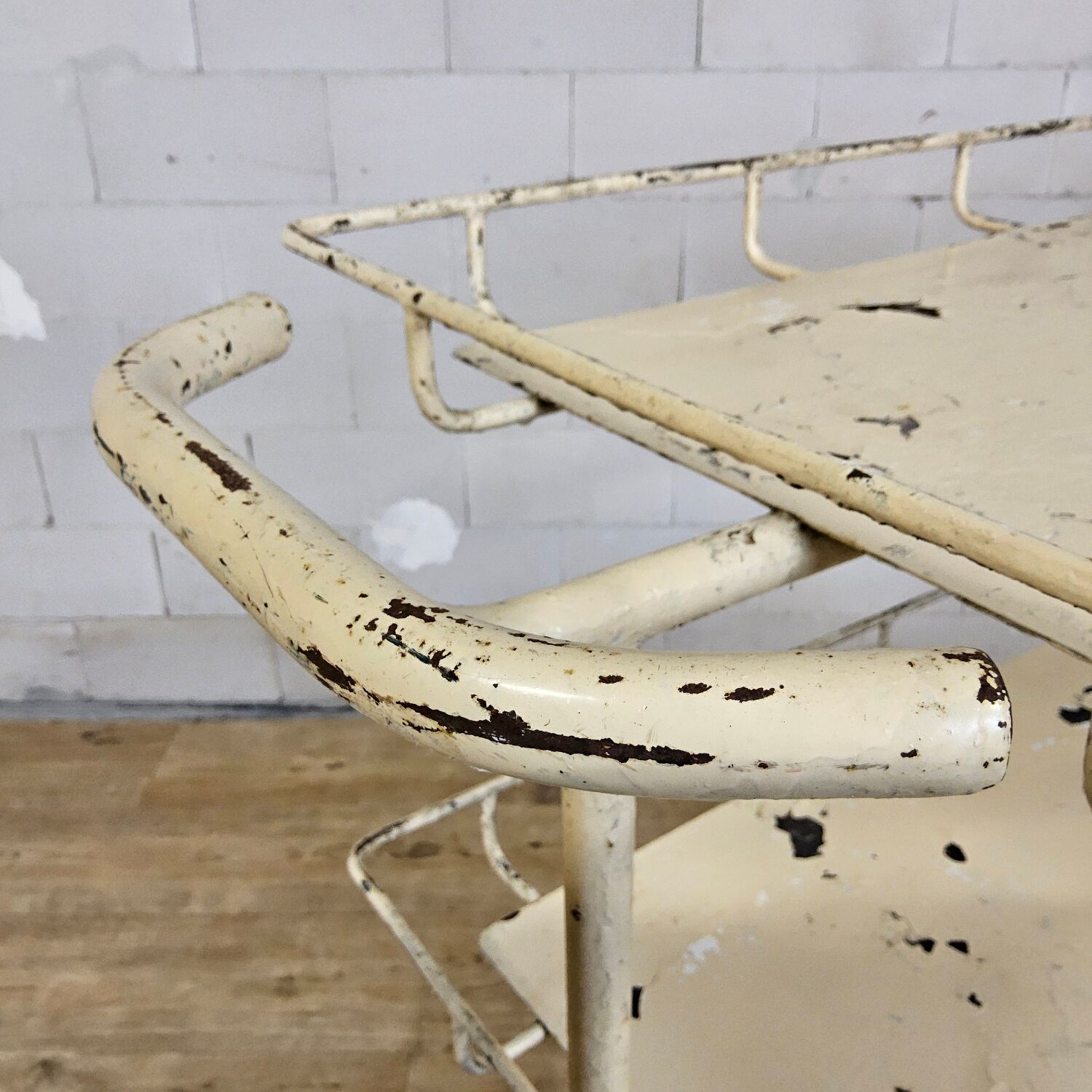 Vintage large metal hospital trolley linen nurse cart