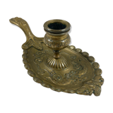 Oval brass hand-held candlestick