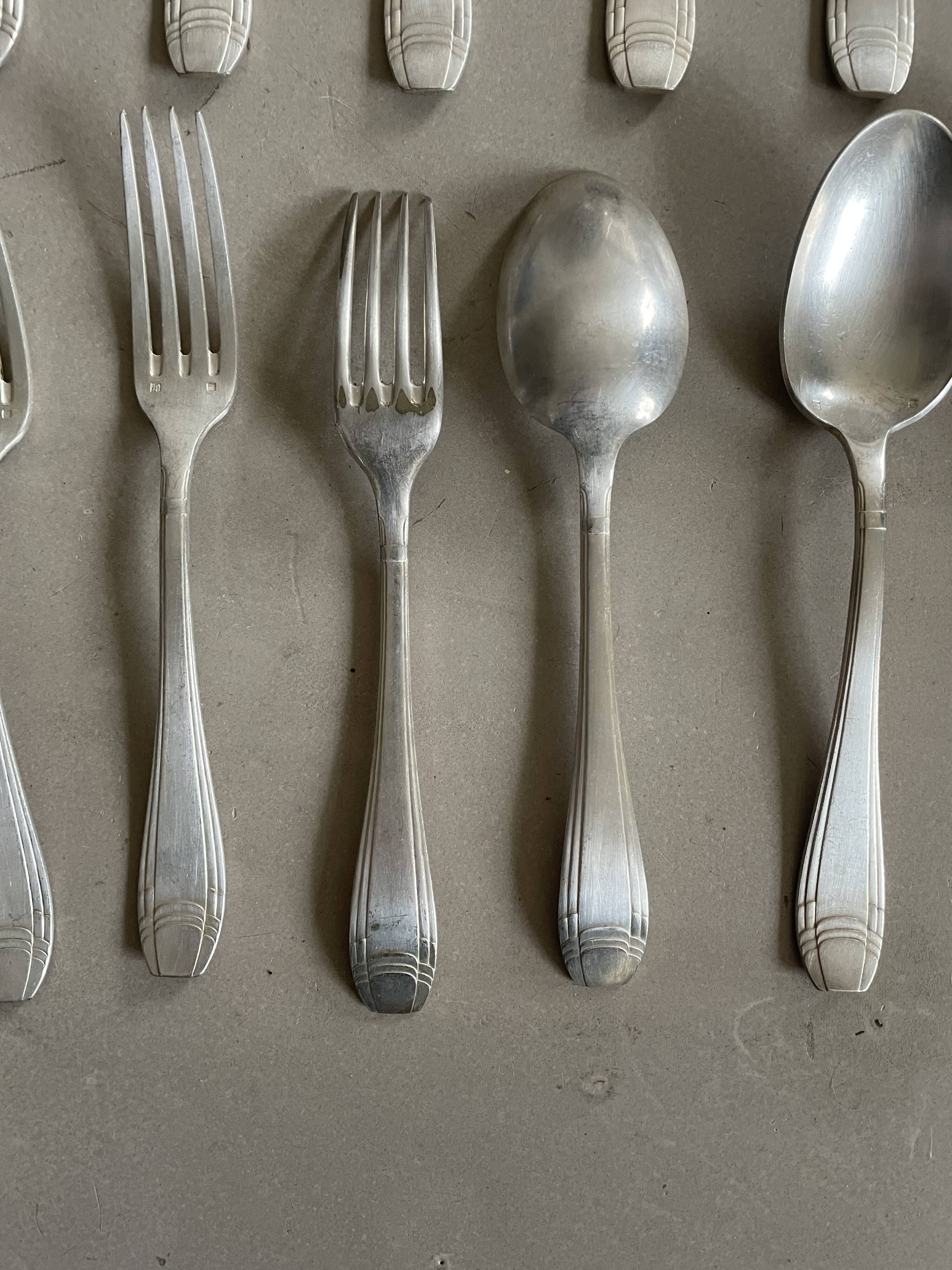 Set of cutlery, Art Deco silverware