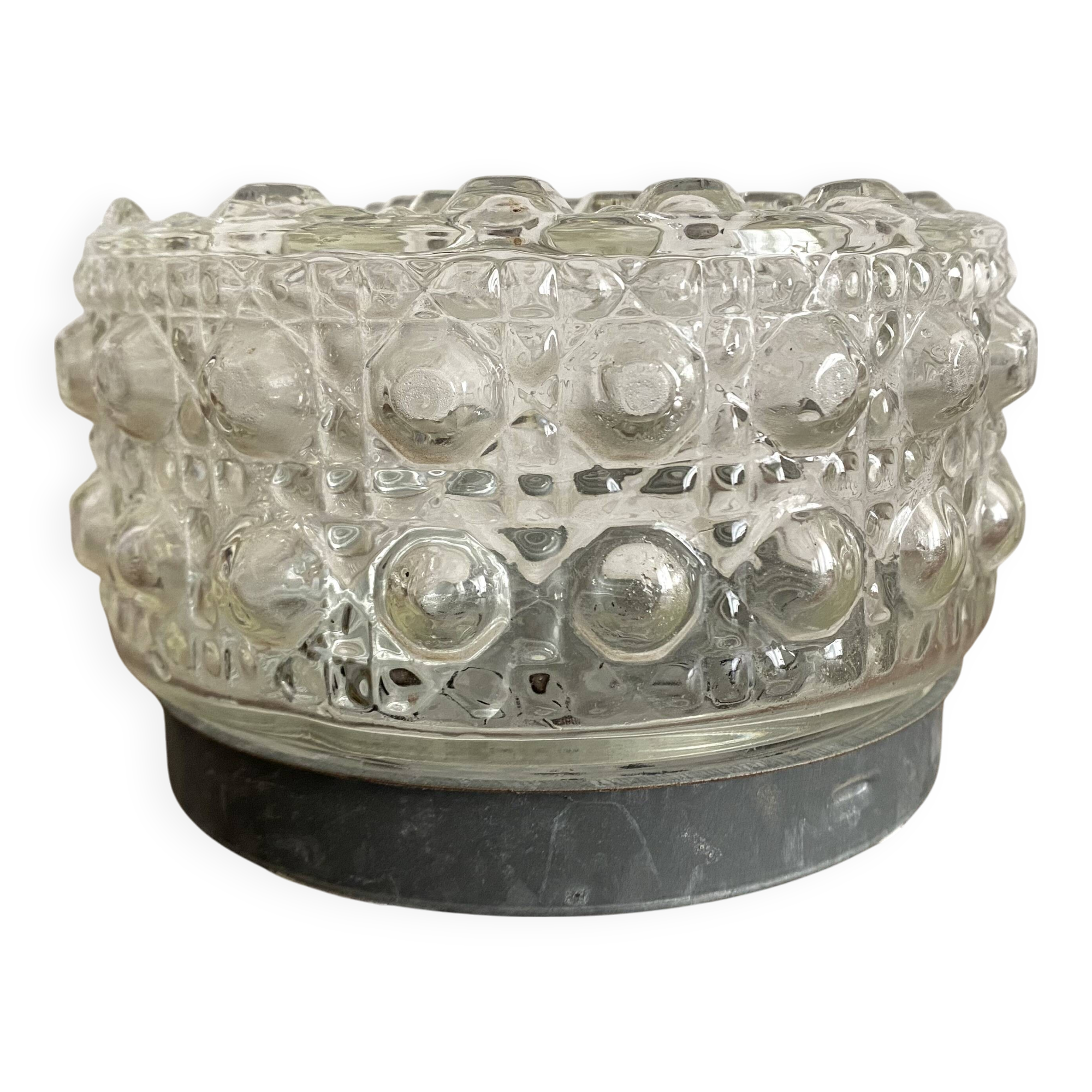 Small vintage molded glass ceiling light 15 cm