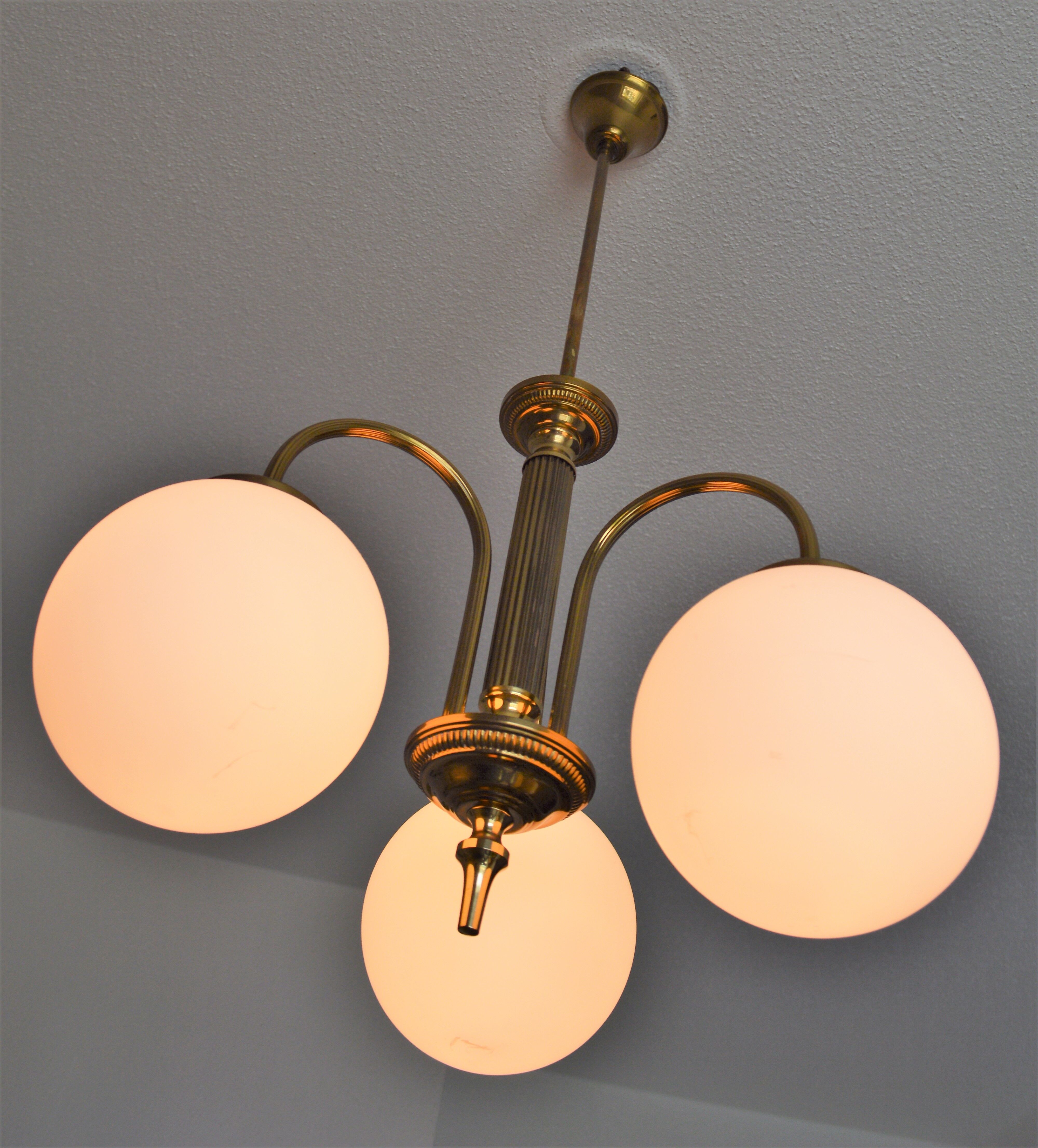 Vintage chandelier of the 60s in brass