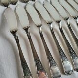 12 silver-plated metal fish cutlery pieces by Guildar, 24 pieces.