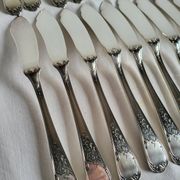 12 silver-plated metal fish cutlery pieces by Guildar, 24 pieces.