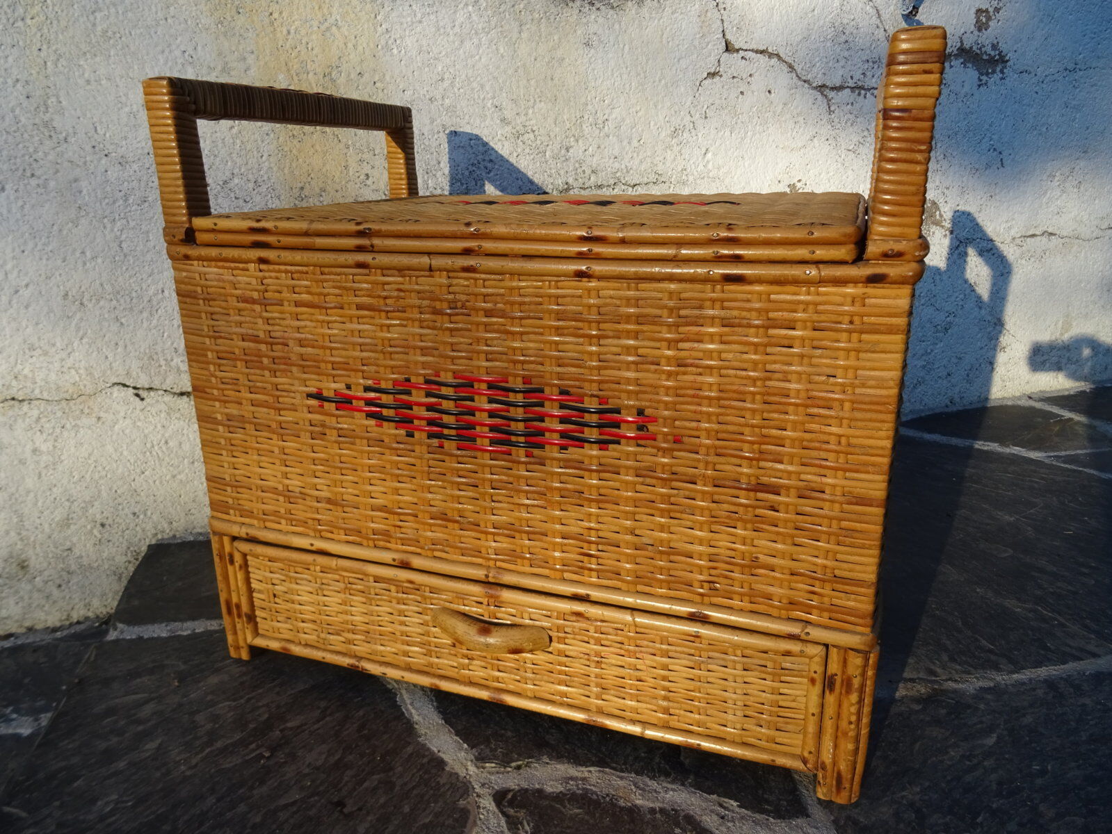Bench chest rattan with drawer