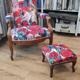 Fauteuil et repose-pied Voltaire