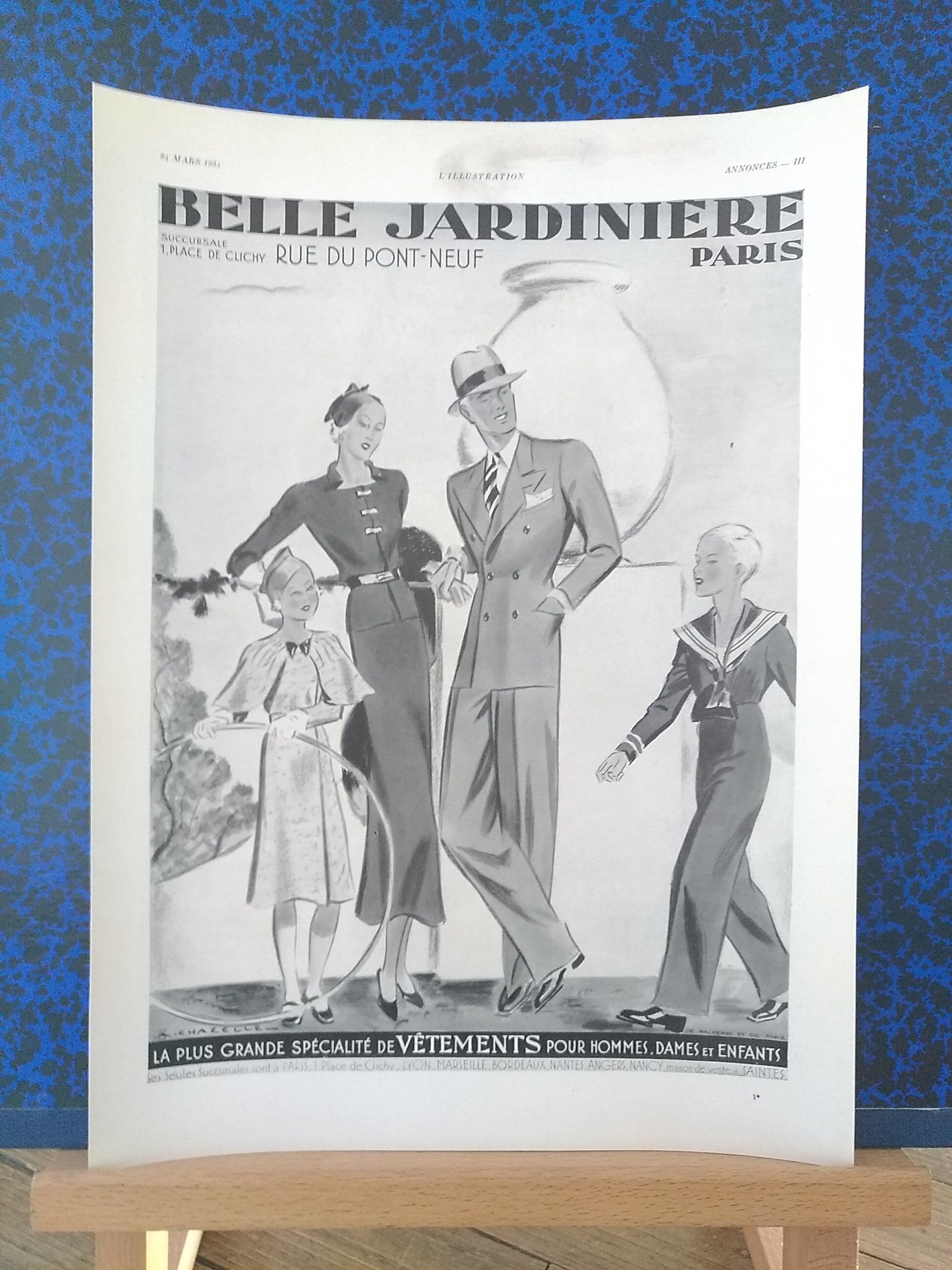 Paper advertisement Belle jardinière fashion from a magazine year 1934