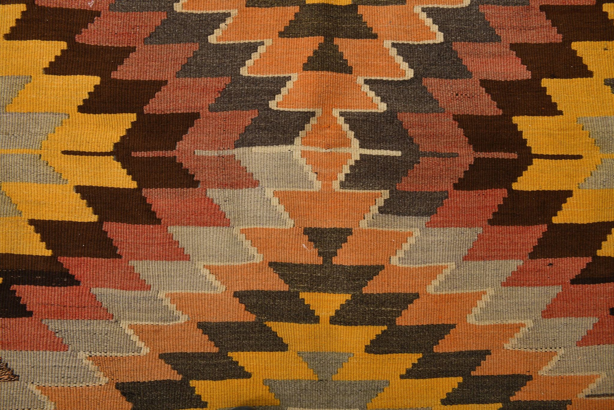 5x8 Orange & Brown Tribal Vintage Kilim Rug, 149x253Cm