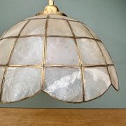 Vintage mother-of-pearl and brass pendant lampshade with fruit decorations