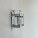 Pair of vintage wall lights, brushed metal, France, 1970