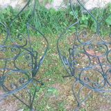 Garden furniture set 1 table 5 armchairs wrought iron wagon green